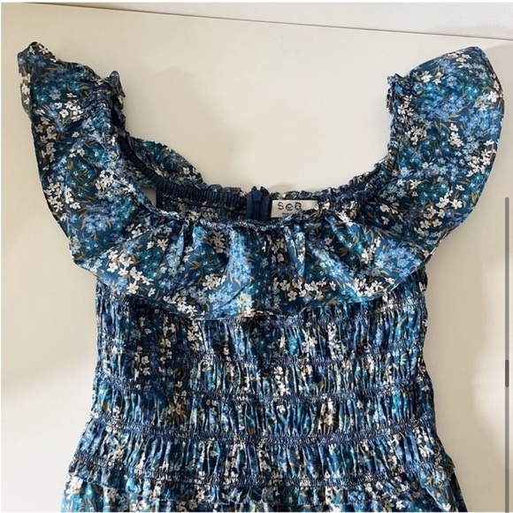 𝅺SEA New York Lissa Liberty Ruffled Floral-Print Cotton-Voile Midi Dress - Picture 9 of 10